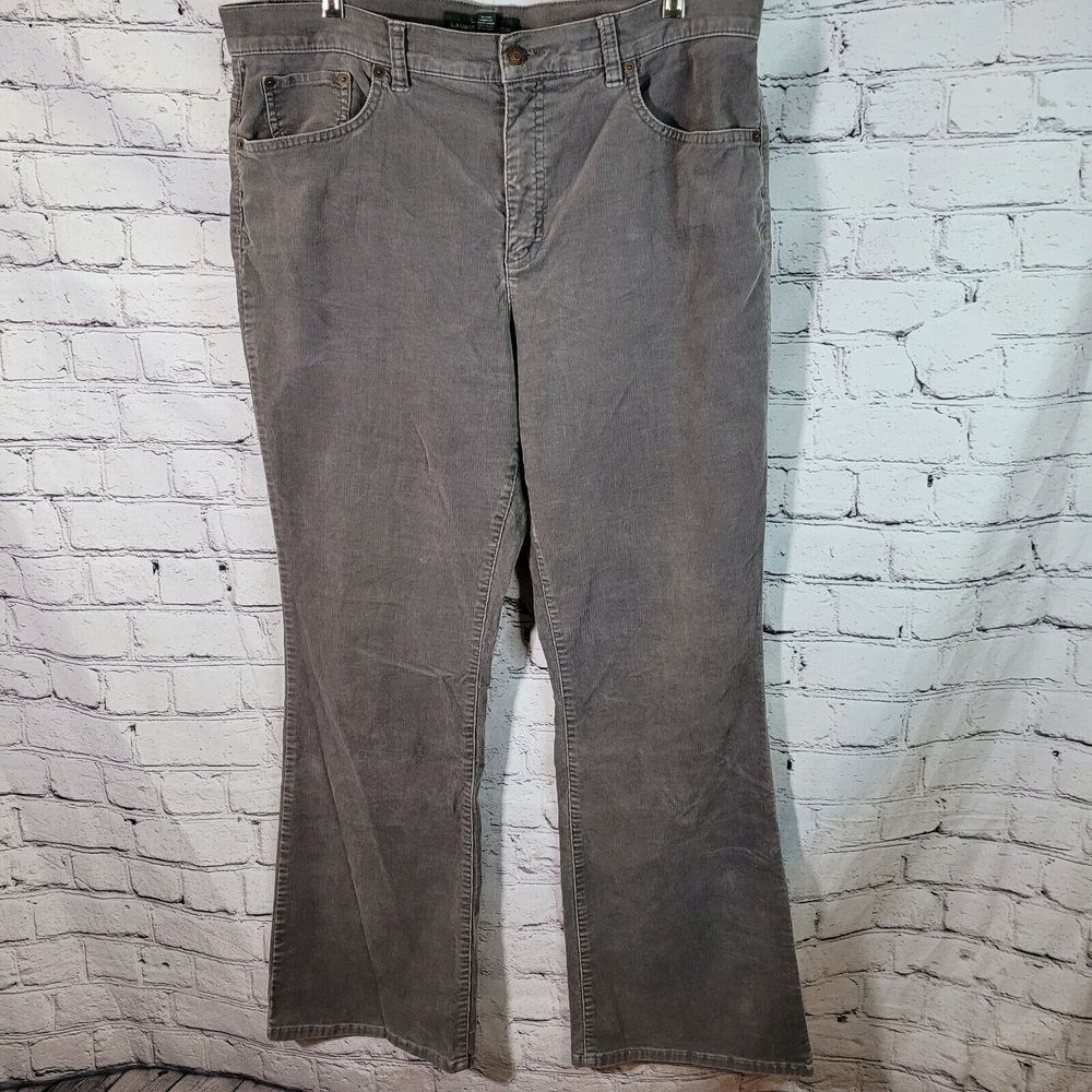 Lauren Ralph Lauren, Gray‎ Corduroy Bootcut Pants, Size 14